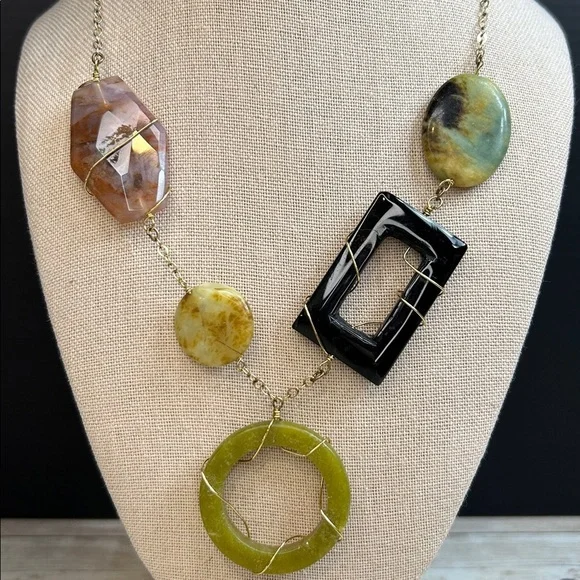 Multicolor Stone Necklace on GF Chain - Picture 2 of 3